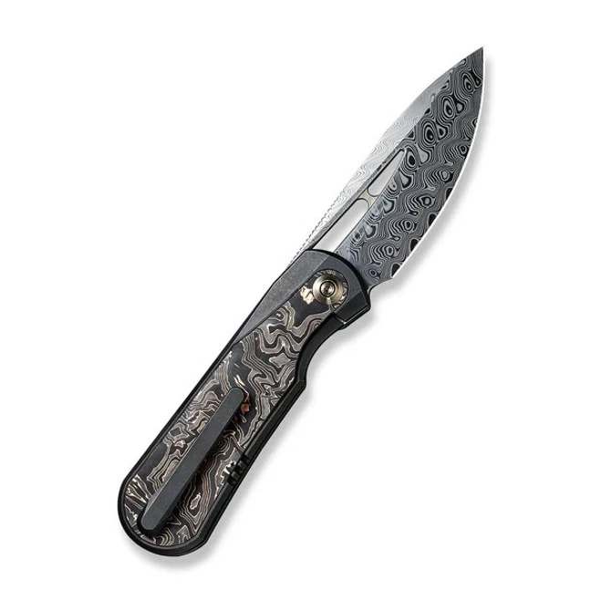 WE Baloo Folding Knife Titanium/Carbon Fiber Handle Damasteel Plain Edge WE21033-DS1 3 WE Baloo Folding Knife Titanium/Carbon Fiber Handle Damasteel Plain Edge WE21033-DS1
