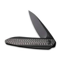WE Black Void Opus Folding Knife Titanium/Carbon Fiber Handle 20CV Plain Edge Black Stonewash Finish WE2010V-1 -We Knife weknife black void opus front flipper knife titanium handle with carbon fiber inlay 284 cpm 20cv blade 2010v 1 317730 600x 29379.1749572547