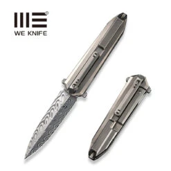 New Release 11 WEKNIFE Diatomic Flipper Knife Titanium Handle (3.78" Damasteel Blade) WE22032-DS1