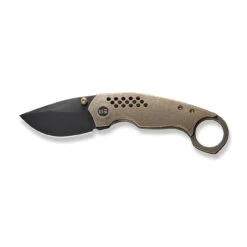 WEKNIFE Envisage Front Flipper Knife Titanium Handle (2.42" CPM 20CV Blade) WE22013-3 -We Knife weknife envisage front flipper knife bronze titanium handle 242 black stonewashed bevels black brushed flats cpm 20cv blade we22013 3 672099