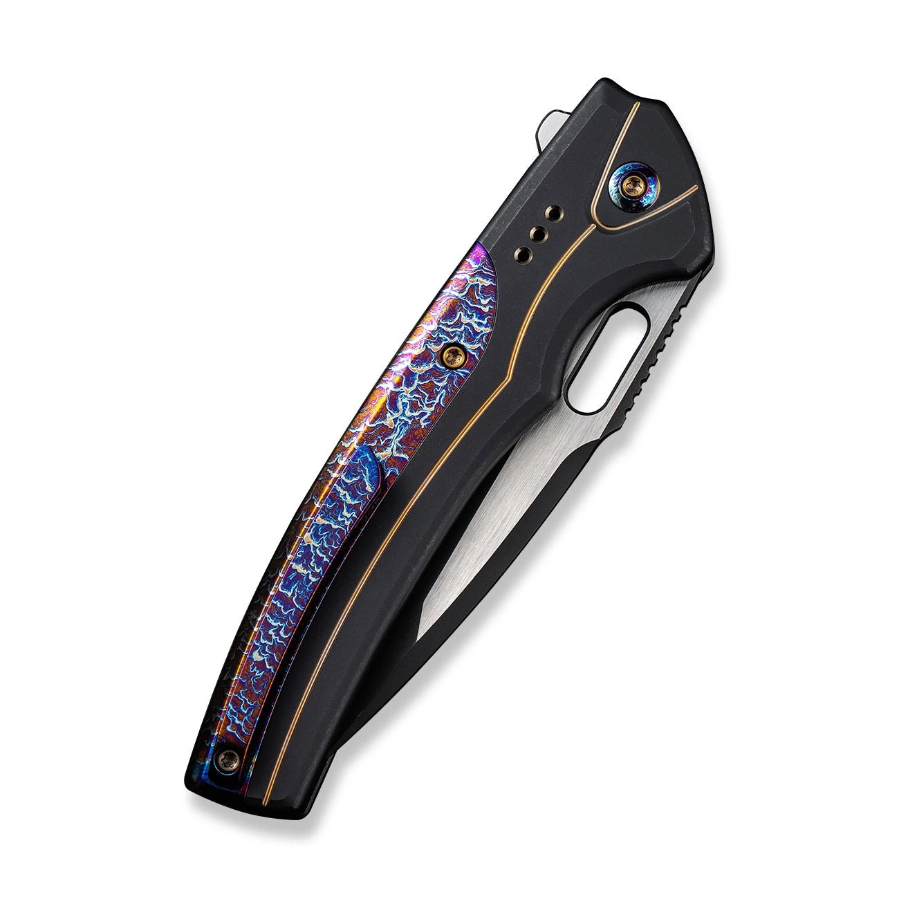 WEKNIFE Exciton Flipper & Button Lock Knife Titanium Handle With Flamed Titanium Integral Spacer (3.68" CPM 20CV Blade) WE22038A-4 9 WEKNIFE Exciton Flipper & Button Lock Knife Titanium Handle With Flamed Titanium Integral Spacer (3.68" CPM 20CV Blade) WE22038A-4 - Image 7