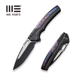 WEKNIFE Exciton Flipper & Button Lock Knife Titanium Handle With Flamed Titanium Integral Spacer (3.68" CPM 20CV Blade) WE22038A-4