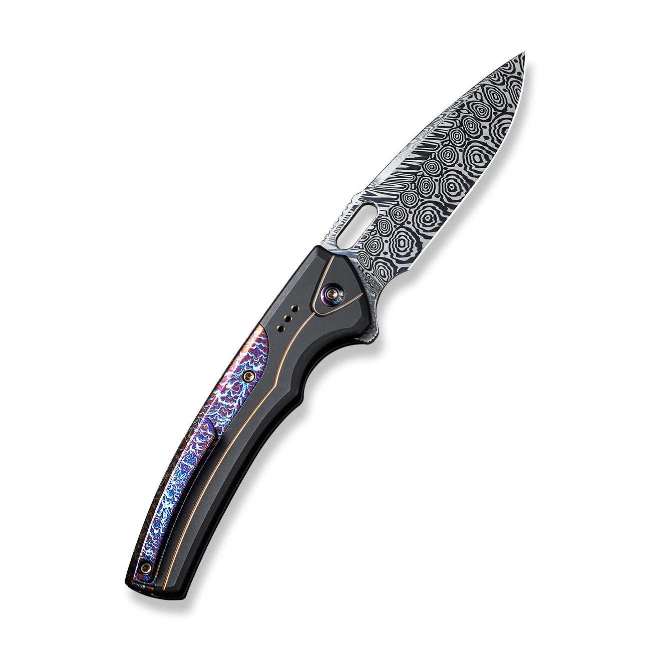 WEKNIFE Exciton Flipper & Button Lock Knife Titanium Handle With Flamed Titanium Integral Spacer (3.68" Damasteel Blade) WE22038A-DS1 4 WEKNIFE Exciton Flipper & Button Lock Knife Titanium Handle With Flamed Titanium Integral Spacer (3.68" Damasteel Blade) WE22038A-DS1 - Image 2
