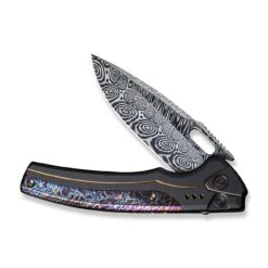 WEKNIFE Exciton Flipper & Button Lock Knife Titanium Handle With Flamed Titanium Integral Spacer (3.68" Damasteel Blade) WE22038A-DS1 16 WEKNIFE Exciton Flipper & Button Lock Knife Titanium Handle With Flamed Titanium Integral Spacer (3.68" Damasteel Blade) WE22038A-DS1 -We Knife weknife exciton flipper button lock knife black titanium handle with flamed titanium integral spacer 368 heimskringla damasteel blade we22038a ds1 440958