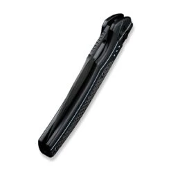 WEKNIFE Exciton Flipper & Button Lock Knife Titanium Handle With Carbon Fiber Integral Spacer (3.68" CPM 20CV Blade) WE22038A-2 -We Knife weknife exciton flipper button lock knife black titanium handle with twill carbon fiber integral spacer 368 black stonewashed bevels black brushed flats cpm 20c 179860