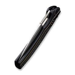 WEKNIFE Exciton Flipper & Button Lock Knife Titanium Handle With Carbon Fiber Integral Spacer (3.68" CPM 20CV Blade) WE22038A-1 -We Knife weknife exciton flipper button lock knife black titanium handle with twill carbon fiber integral spacer 368 silver bead blasted cpm 20cv blade we22038a 1 502253