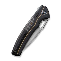 WEKNIFE Exciton Flipper & Button Lock Knife Titanium Handle With Carbon Fiber Integral Spacer (3.68" CPM 20CV Blade) WE22038A-1 -We Knife weknife exciton flipper button lock knife black titanium handle with twill carbon fiber integral spacer 368 silver bead blasted cpm 20cv blade we22038a 1 995440