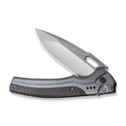 WEKNIFE Exciton Flipper & Button Lock Knife Titanium Handle With Carbon Fiber Integral Spacer (3.68" CPM 20CV Blade) WE22038A-3 16 WEKNIFE Exciton Flipper & Button Lock Knife Titanium Handle With Carbon Fiber Integral Spacer (3.68" CPM 20CV Blade) WE22038A-3 -We Knife weknife exciton flipper button lock knife gray titanium handle with twill carbon fiber integral spacer 368 silver bead blasted cpm 20cv blade we22038a 3 803735