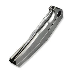 WE Kyklos Folding Knife Gray Titanium Handle Damasteel Plain Edge WE23086-DS1 -We Knife weknife kyklos flipper knife gray titanium handle 379 fafnir damasteel blade we23086 ds1 177739 700x 74785.1746808165