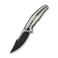 WE Kyklos Folding Knife Satin/Black Titanium Handle M390 Plain Edge Black Stonewash/Satin Flat Finish WE23086-3
