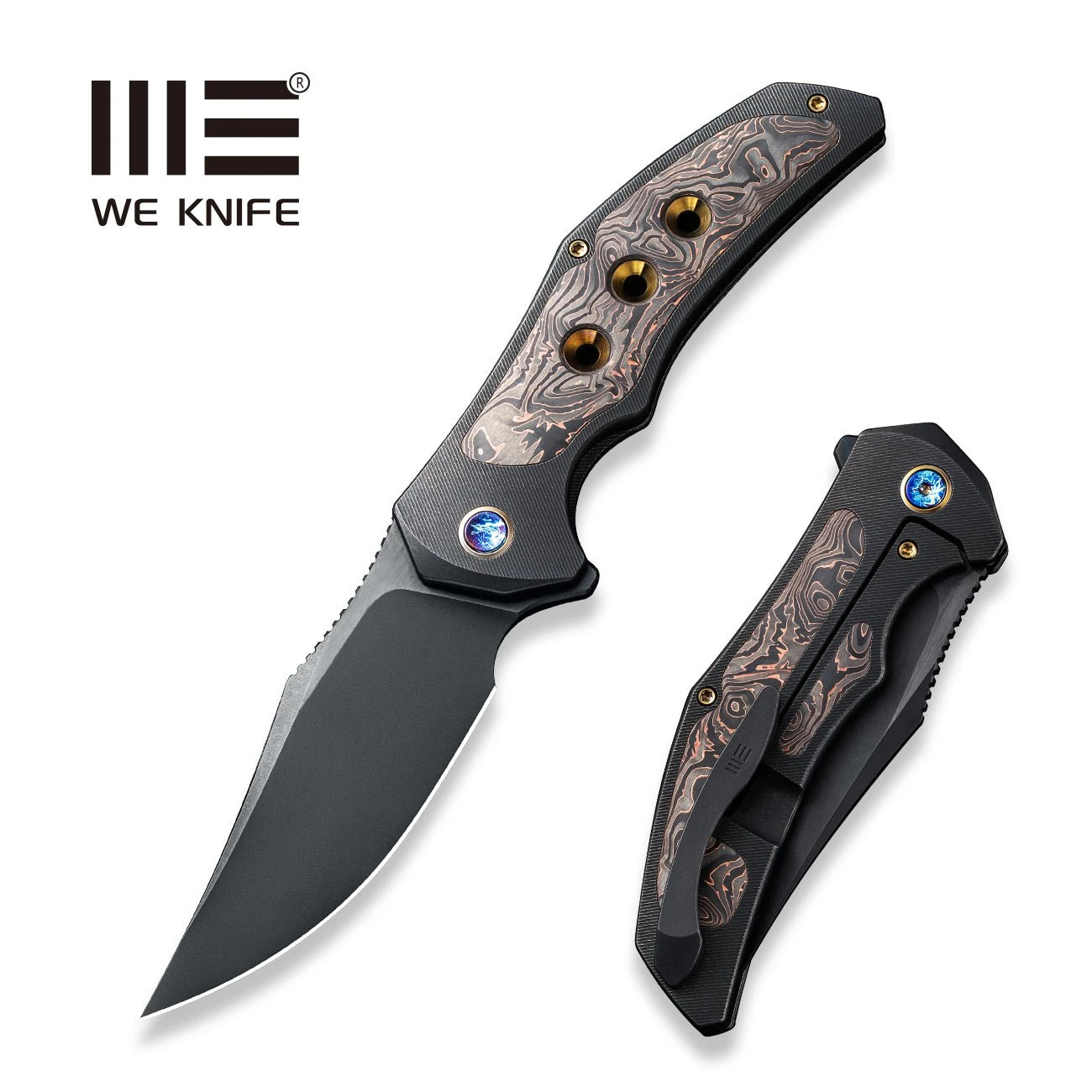 WEKNIFEMagnetron Flipper Knife Titanium Handle With Carbon Fiber Inlay (3.76" CPM 20CV Blade) WE18058-3 3 WEKNIFEMagnetron Flipper Knife Titanium Handle With Carbon Fiber Inlay (3.76" CPM 20CV Blade) WE18058-3