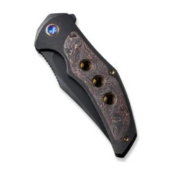 WEKNIFEMagnetron Flipper Knife Titanium Handle With Carbon Fiber Inlay (3.76" CPM 20CV Blade) WE18058-3 17 WEKNIFEMagnetron Flipper Knife Titanium Handle With Carbon Fiber Inlay (3.76" CPM 20CV Blade) WE18058-3 -We Knife weknife magnetron flipper knife black titanium handle with copper foil carbon fiber inlay 376 black stonewashed bevels black brushed flats cpm 20cv blade we1805 740136