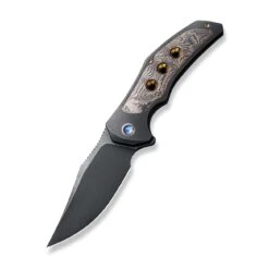 WEKNIFEMagnetron Flipper Knife Titanium Handle With Carbon Fiber Inlay (3.76" CPM 20CV Blade) WE18058-3 14 WEKNIFEMagnetron Flipper Knife Titanium Handle With Carbon Fiber Inlay (3.76" CPM 20CV Blade) WE18058-3 -We Knife weknife magnetron flipper knife black titanium handle with copper foil carbon fiber inlay 376 black stonewashed bevels black brushed flats cpm 20cv blade we1805 788214