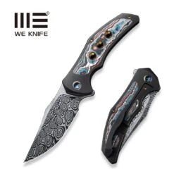 WEKNIFE Magnetron Flipper Knife Titanium Handle With Carbon Fiber Inlay (3.76" Damasteel Blade) WE18058-DS1
