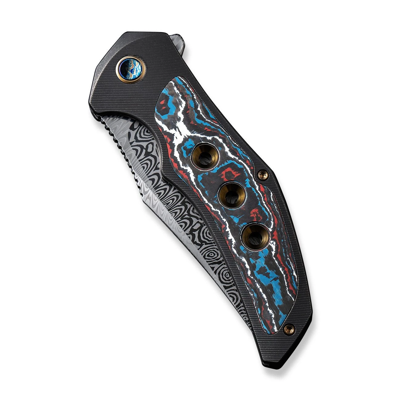 WEKNIFE Magnetron Flipper Knife Titanium Handle With Carbon Fiber Inlay (3.76" Damasteel Blade) WE18058-DS1 8 WEKNIFE Magnetron Flipper Knife Titanium Handle With Carbon Fiber Inlay (3.76" Damasteel Blade) WE18058-DS1 - Image 6