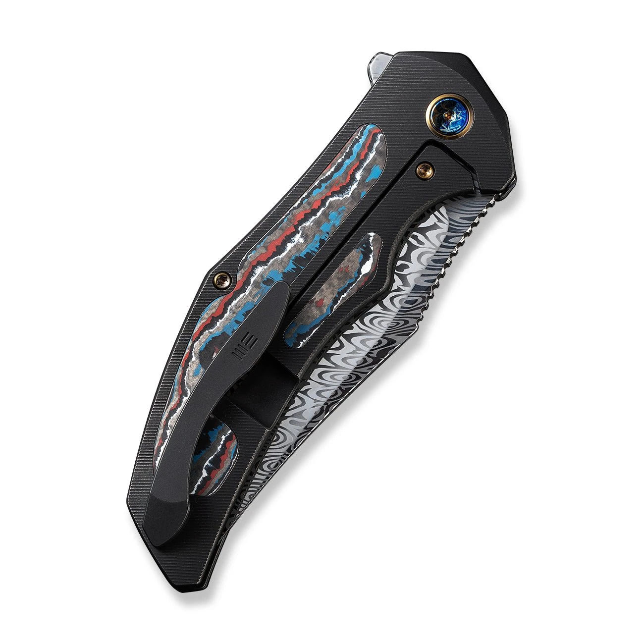WEKNIFE Magnetron Flipper Knife Titanium Handle With Carbon Fiber Inlay (3.76" Damasteel Blade) WE18058-DS1 9 WEKNIFE Magnetron Flipper Knife Titanium Handle With Carbon Fiber Inlay (3.76" Damasteel Blade) WE18058-DS1 - Image 7