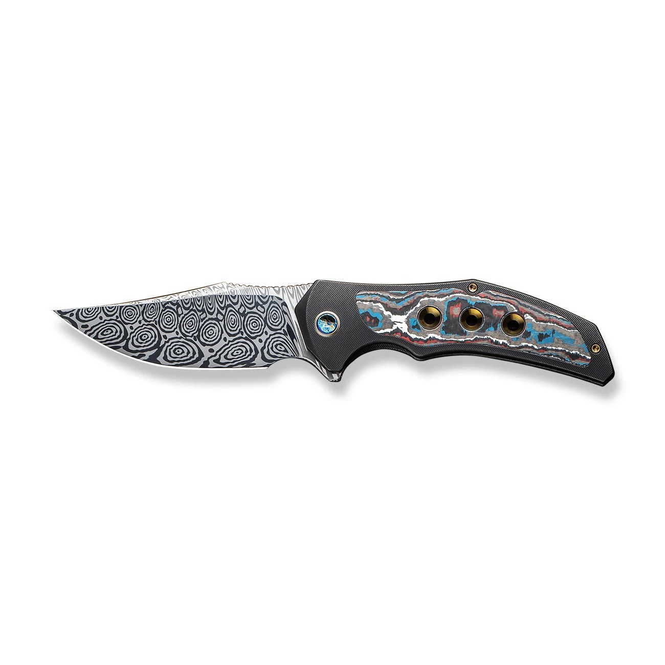 WEKNIFE Magnetron Flipper Knife Titanium Handle With Carbon Fiber Inlay (3.76" Damasteel Blade) WE18058-DS1 6 WEKNIFE Magnetron Flipper Knife Titanium Handle With Carbon Fiber Inlay (3.76" Damasteel Blade) WE18058-DS1 - Image 4
