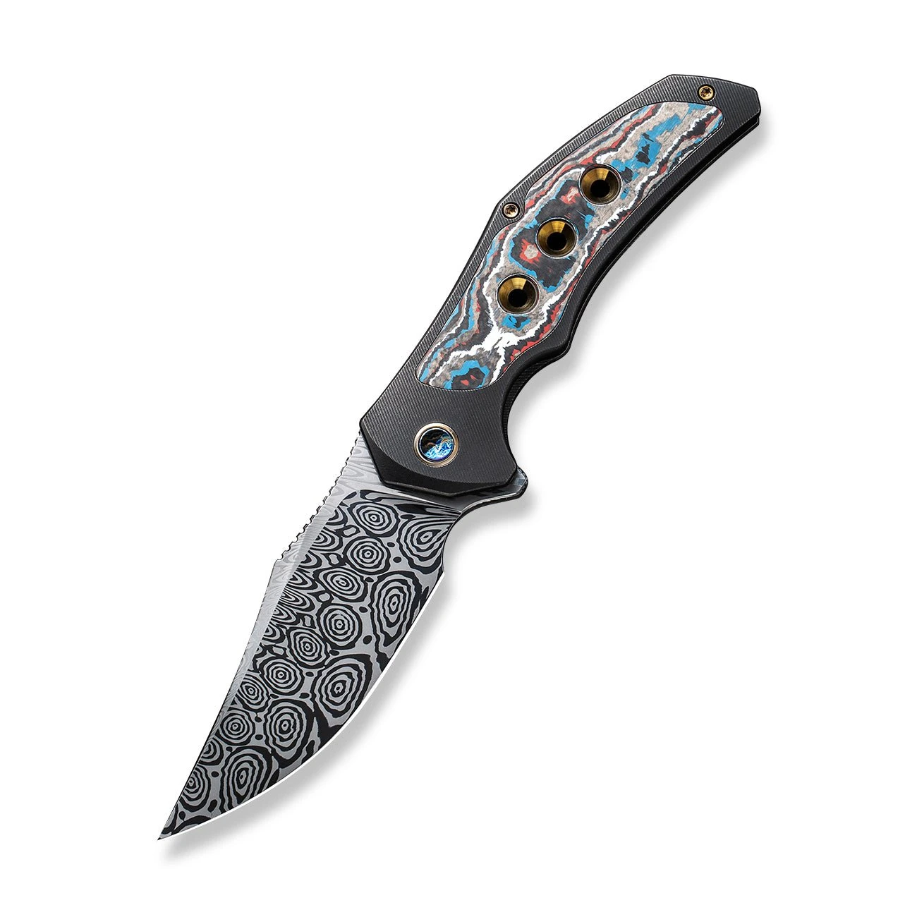 WEKNIFE Magnetron Flipper Knife Titanium Handle With Carbon Fiber Inlay (3.76" Damasteel Blade) WE18058-DS1 5 WEKNIFE Magnetron Flipper Knife Titanium Handle With Carbon Fiber Inlay (3.76" Damasteel Blade) WE18058-DS1 - Image 3