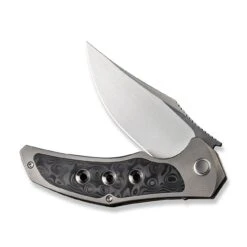 WEKNIFE Magnetron Flipper Knife Titanium Handle With Carbon Fiber Inlay (3.76" CPM 20CV Blade) WE18058-2 16 WEKNIFE Magnetron Flipper Knife Titanium Handle With Carbon Fiber Inlay (3.76" CPM 20CV Blade) WE18058-2 -We Knife weknife magnetron flipper knife gray titanium handle with rose carbon fiber inlay 376 hand rubbed satin cpm 20cv blade we18058 2 382264