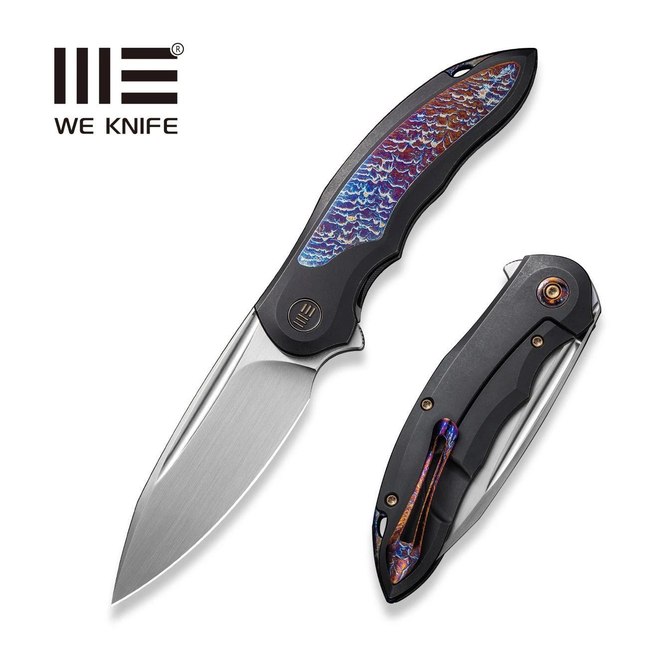 WEKNIFE Makani Flipper Knife Titanium Handle With Flamed Titanium Inlay (3.61" CPM 20CV Blade) WE21048B-3 3 WEKNIFE Makani Flipper Knife Titanium Handle With Flamed Titanium Inlay (3.61" CPM 20CV Blade) WE21048B-3