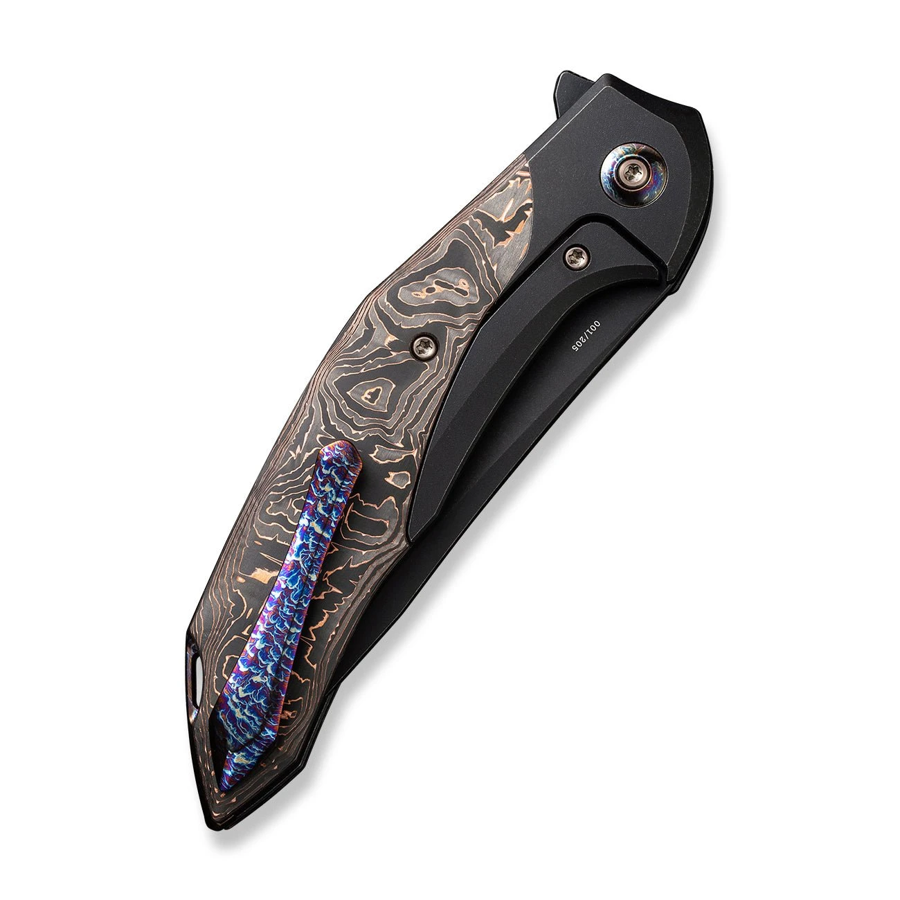 WEKNIFE Merata Flipper Knife Titanium Handle With Carbon Fiber Inlay (3.68" CPM 20CV Blade) WE22008B-1 9 WEKNIFE Merata Flipper Knife Titanium Handle With Carbon Fiber Inlay (3.68" CPM 20CV Blade) WE22008B-1 - Image 7