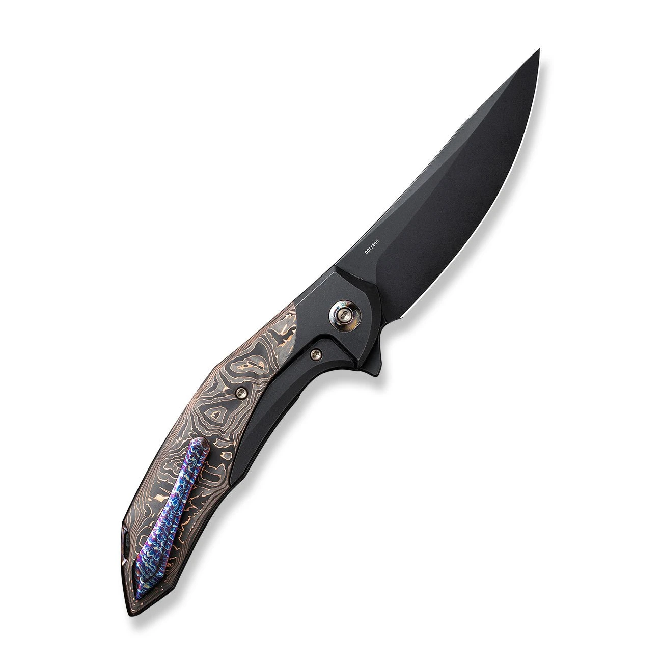 WEKNIFE Merata Flipper Knife Titanium Handle With Carbon Fiber Inlay (3.68" CPM 20CV Blade) WE22008B-1 4 WEKNIFE Merata Flipper Knife Titanium Handle With Carbon Fiber Inlay (3.68" CPM 20CV Blade) WE22008B-1 - Image 2