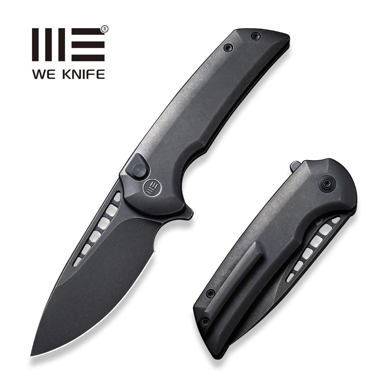 WEKNIFE Mini Malice Flipper & Button Lock Knife Titanium Handle (2.98" CPM 20CV Blade) WE054BL-1 3 WEKNIFE Mini Malice Flipper & Button Lock Knife Titanium Handle (2.98" CPM 20CV Blade) WE054BL-1