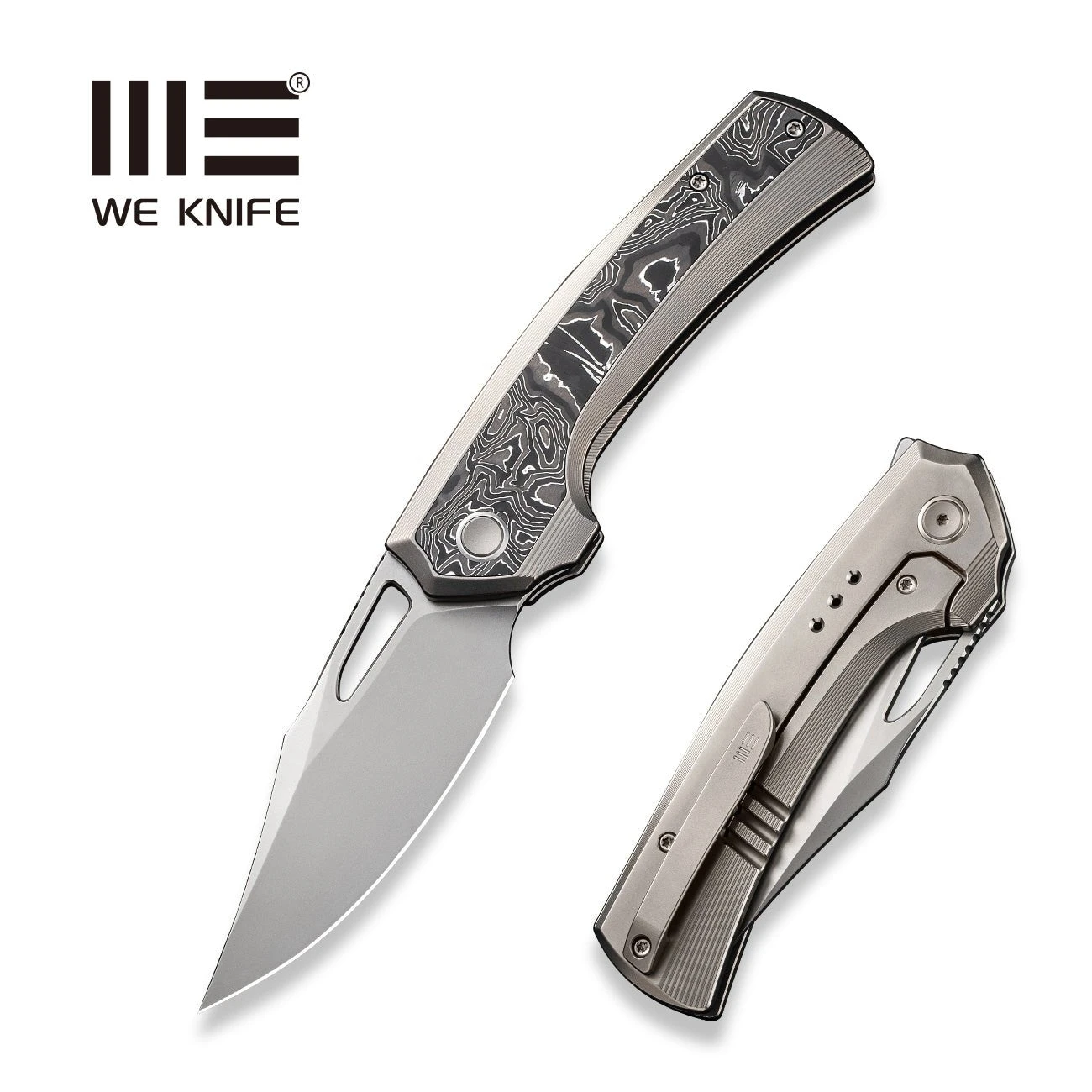 WEKNIFE Nefaris Flipper Knife Titanium Handle With Carbon Fiber (3.48" CPM 20CV Blade) WE22040F-2 3 WEKNIFE Nefaris Flipper Knife Titanium Handle With Carbon Fiber (3.48" CPM 20CV Blade) WE22040F-2
