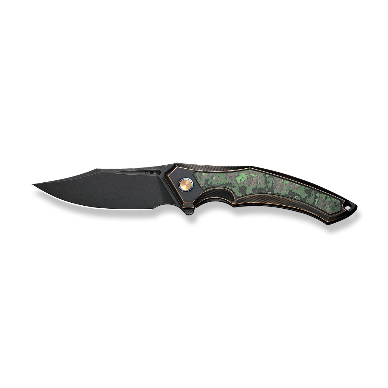 WEKNIFE Orpheus Flipper Knife Bronze / Black Titanium Integral Handle With Jungle Wear Fat Carbon Fiber Inlay (3.48" Black Stonewashed CPM 20CV Blade) WE23009-1 6 WEKNIFE Orpheus Flipper Knife Bronze / Black Titanium Integral Handle With Jungle Wear Fat Carbon Fiber Inlay (3.48" Black Stonewashed CPM 20CV Blade) WE23009-1 - Image 4