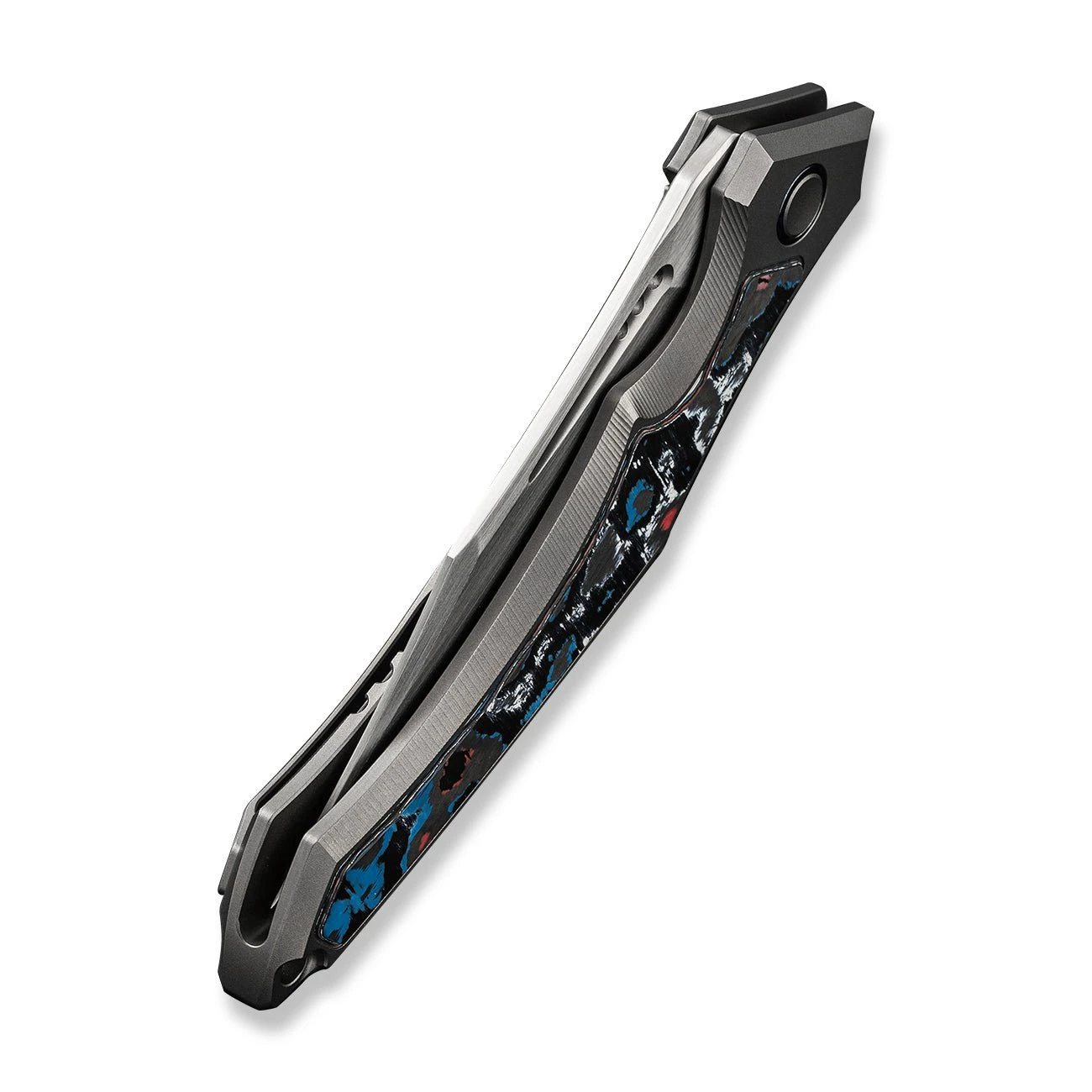 WEKNIFE Orpheus Flipper Knife Gray Titanium Integral Handle With Nebula Fat Carbon Fiber Inlay (3.48" Hand Rubbed Satin CPM 20CV Blade) WE23009-4 10 WEKNIFE Orpheus Flipper Knife Gray Titanium Integral Handle With Nebula Fat Carbon Fiber Inlay (3.48" Hand Rubbed Satin CPM 20CV Blade) WE23009-4 - Image 8