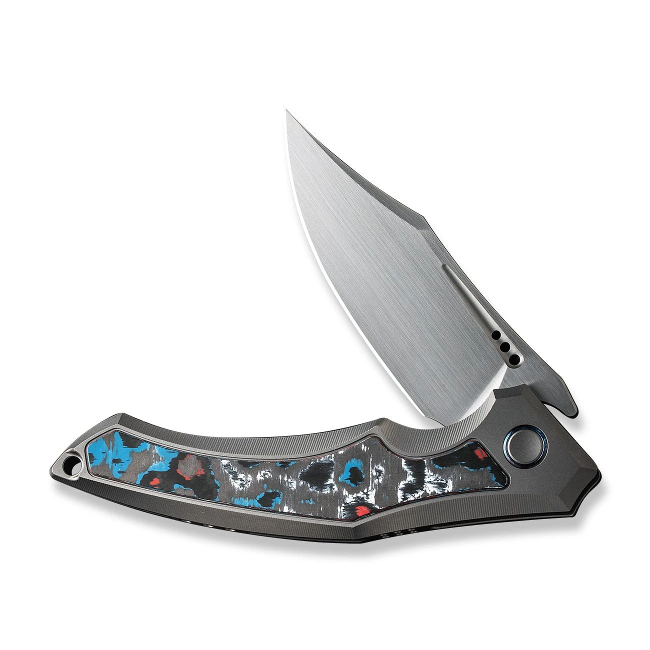 WEKNIFE Orpheus Flipper Knife Gray Titanium Integral Handle With Nebula Fat Carbon Fiber Inlay (3.48" Hand Rubbed Satin CPM 20CV Blade) WE23009-4 7 WEKNIFE Orpheus Flipper Knife Gray Titanium Integral Handle With Nebula Fat Carbon Fiber Inlay (3.48" Hand Rubbed Satin CPM 20CV Blade) WE23009-4 - Image 5