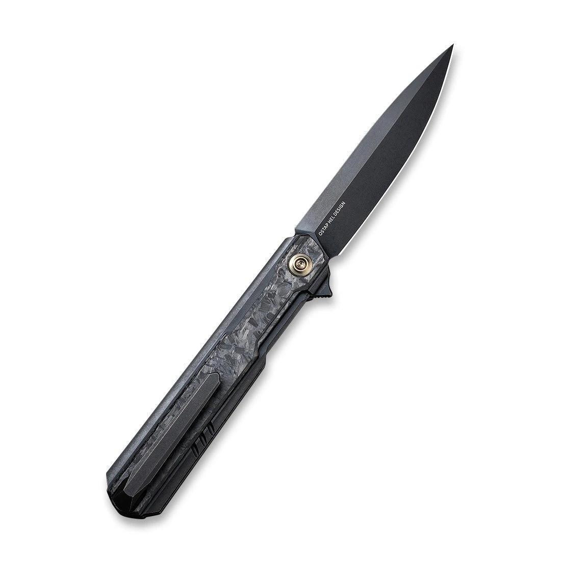 WEKNIFE Peer Flipper Knife Titanium Handle With Carbon Fiber Overlay (3.46" CPM 20CV Blade) 2015D 4 WEKNIFE Peer Flipper Knife Titanium Handle With Carbon Fiber Overlay (3.46" CPM 20CV Blade) 2015D - Image 2