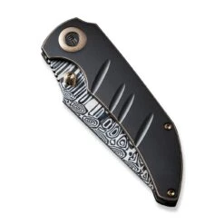 WEKNIFE Riff-Raff Thumb Stud Knife Titanium Handle (3.12" Damasteel Blade) WE22020B-DS1 -We Knife weknife riff raff thumb stud knife bronze black titanium handle 312 heimskringla damasteel blade we22020b ds1 437304