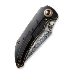 WEKNIFE Riff-Raff Thumb Stud Knife Titanium Handle (3.12" Damasteel Blade) WE22020B-DS1 -We Knife weknife riff raff thumb stud knife bronze black titanium handle 312 heimskringla damasteel blade we22020b ds1 441941