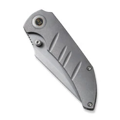 WEKNIFE Riff-Raff Thumb Stud Knife Titanium Handle (3.12" CPM 20CV Blade) WE22020B-3 -We Knife weknife riff raff thumb stud knife gray titanium handle 312 gray stonewashed cpm 20cv blade we22020b 3 978356