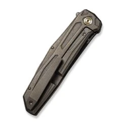 WEKNIFE Shadowfire Flipper Knife Titanium Handle (3.97" CPM 20CV Blade) WE22035-3 -We Knife weknife shadowfire flipper knife bronze titanium handle 397 black stonewashed bevels black brushed flats cpm 20cv blade we22035 3 500342