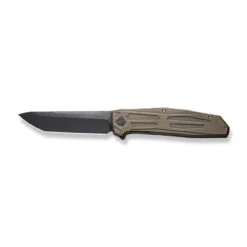 WEKNIFE Shadowfire Flipper Knife Titanium Handle (3.97" CPM 20CV Blade) WE22035-3 -We Knife weknife shadowfire flipper knife bronze titanium handle 397 black stonewashed bevels black brushed flats cpm 20cv blade we22035 3 681984