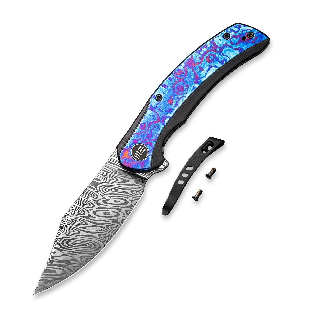 WEKNIFE Snick Flipper Knife Titanium Handle With Timascus Inlay (3.47" Damasteel Blade) WE19022F-DS1 5 WEKNIFE Snick Flipper Knife Titanium Handle With Timascus Inlay (3.47" Damasteel Blade) WE19022F-DS1 - Image 3