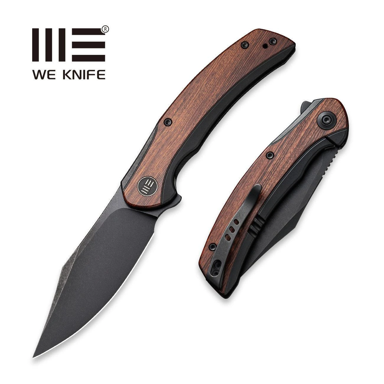 WEKNIFE Snick Flipper Knife Titanium Handle With Wood Inlay (3.47" CPM 20CV Blade) WE19022F-3 3 WEKNIFE Snick Flipper Knife Titanium Handle With Wood Inlay (3.47" CPM 20CV Blade) WE19022F-3