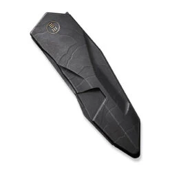 WEKNIFE Solid Flipper Knife Titanium Handle (3.88" CPM 20CV Blade) WE22028-5 21 WEKNIFE Solid Flipper Knife Titanium Handle (3.88" CPM 20CV Blade) WE22028-5 -We Knife weknife solid flipper knife black stonewashed with etching pattern titanium integral handle 388 black stonewashed with etching pattern cpm 20cv blade we22028 5 832239