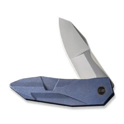 WEKNIFE Solid Flipper Knife Titanium Handle (3.88" CPM 20CV Blade) WE22028-4 -We Knife weknife solid flipper knife blue titanium integral handle 388 polished bead blasted cpm 20cv blade we22028 4 332036