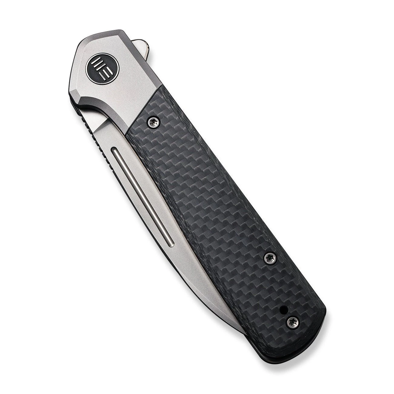 WEKNIFE Soothsayer Flipper Knife Titanium Handle With Carbon Fiber Inlay (3.48" CPM 20CV Blade) WE20050-1 8 WEKNIFE Soothsayer Flipper Knife Titanium Handle With Carbon Fiber Inlay (3.48" CPM 20CV Blade) WE20050-1 - Image 6