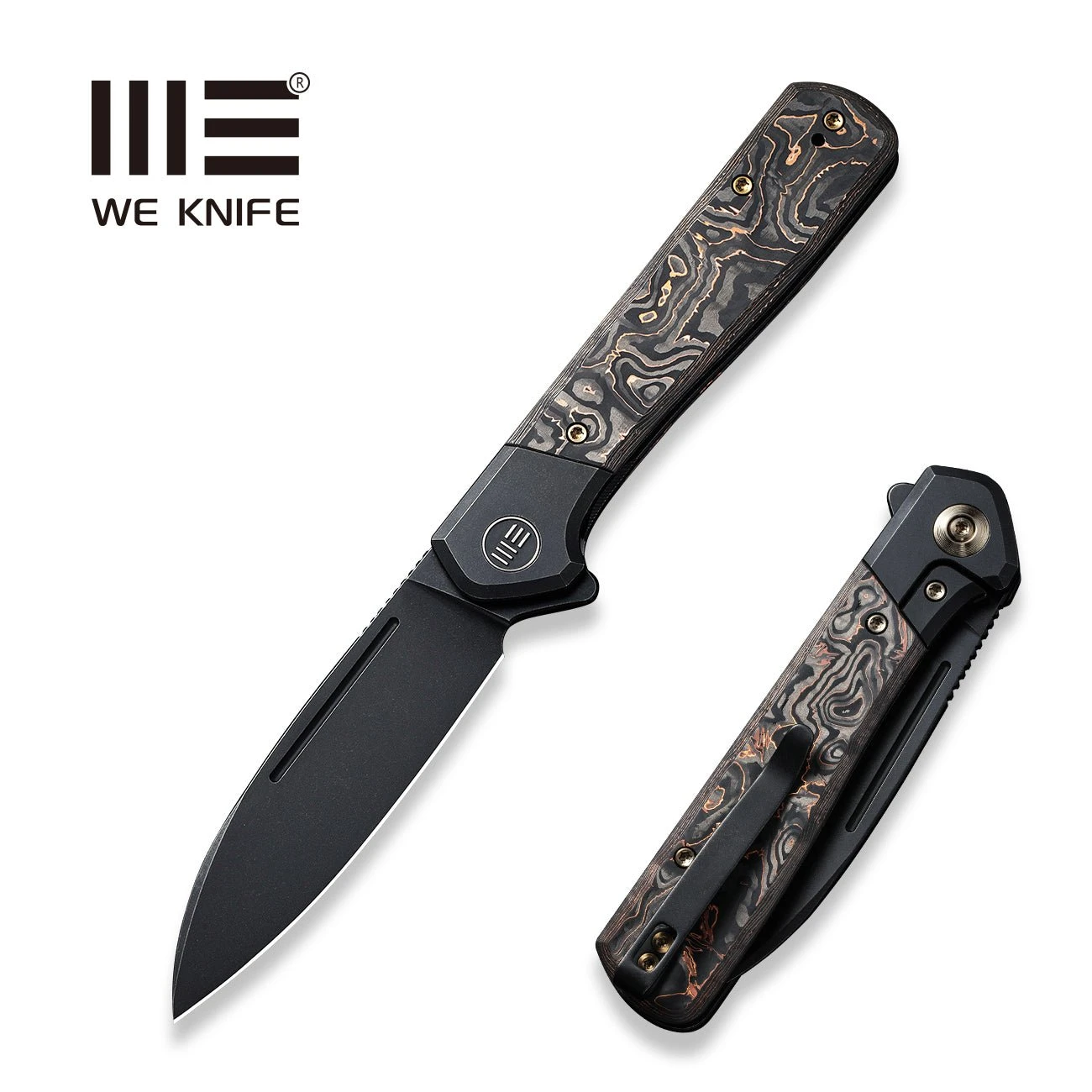 WEKNIFE Soothsayer Flipper Knife Titanium Handle With Carbon Fiber Inlay (3.48" CPM 20CV Blade) WE20050-2 3 WEKNIFE Soothsayer Flipper Knife Titanium Handle With Carbon Fiber Inlay (3.48" CPM 20CV Blade) WE20050-2