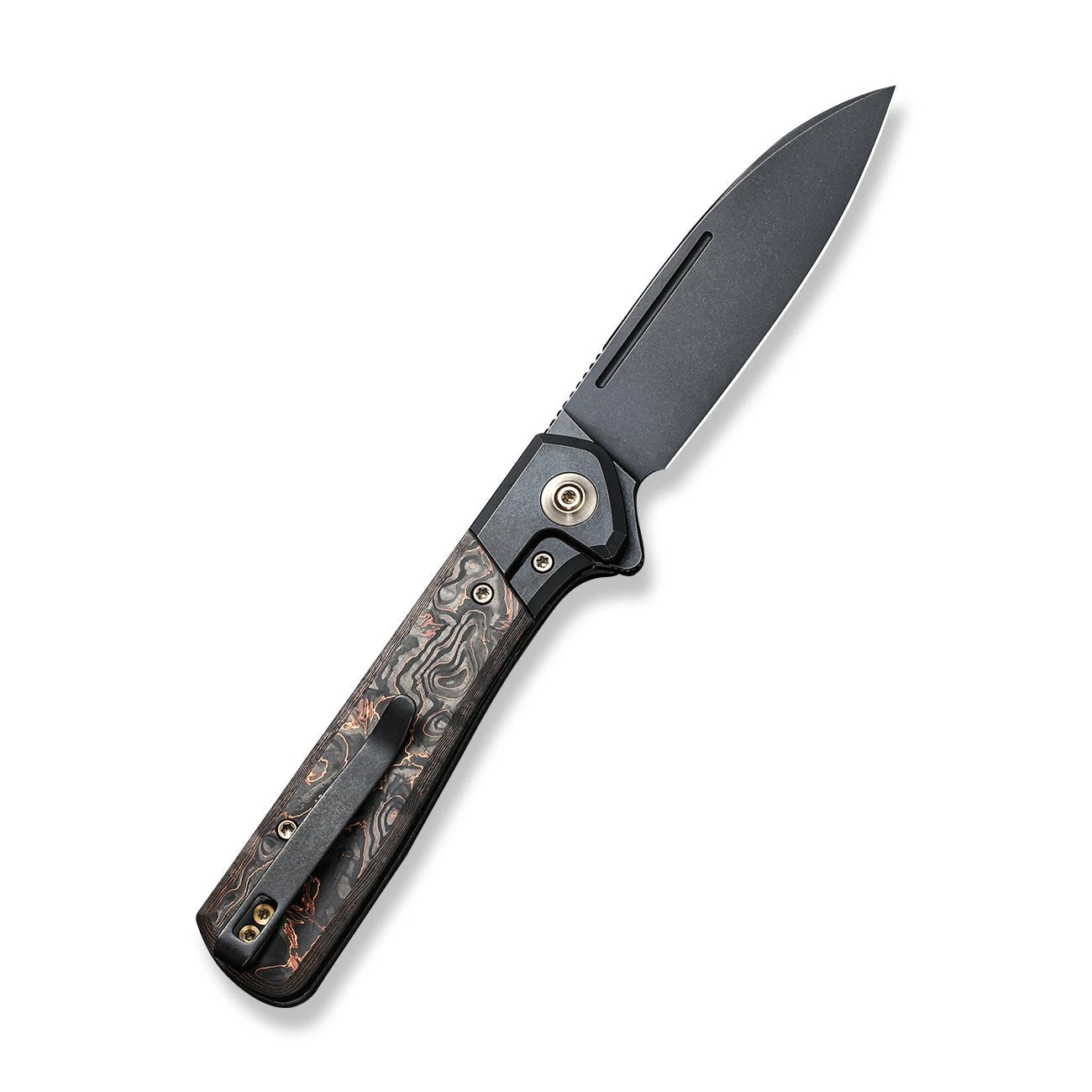 WEKNIFE Soothsayer Flipper Knife Titanium Handle With Carbon Fiber Inlay (3.48" CPM 20CV Blade) WE20050-2 4 WEKNIFE Soothsayer Flipper Knife Titanium Handle With Carbon Fiber Inlay (3.48" CPM 20CV Blade) WE20050-2 - Image 2