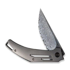 WEKNIFE Speedliner Flipper Knife Gray Titanium Handle (3.39" Hakkapella Damasteel Blade) WE22045C-DS1 -We Knife weknife speedliner flipper knife gray titanium handle 339 hakkapella damasteel blade we22045c ds1 844818