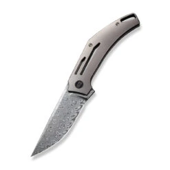 WEKNIFE Speedliner Flipper Knife Gray Titanium Handle (3.39" Hakkapella Damasteel Blade) WE22045C-DS1 -We Knife weknife speedliner flipper knife gray titanium handle 339 hakkapella damasteel blade we22045c ds1 910451