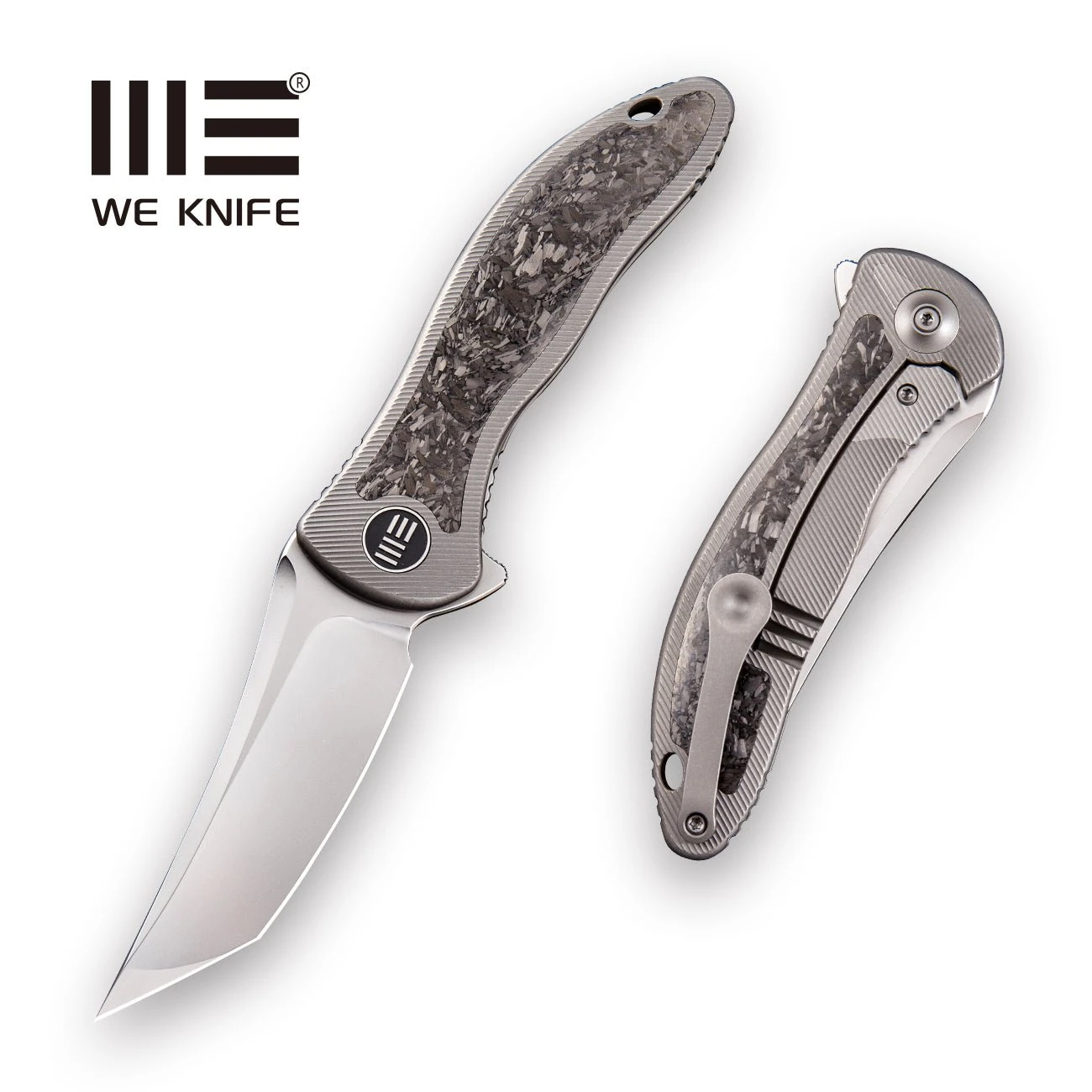 WEKNIFE Synergy2 Flipper Knife Titanium Handle With Carbon Fiber Inlay (3.49" M390 Blade) 912CF-B 3 WEKNIFE Synergy2 Flipper Knife Titanium Handle With Carbon Fiber Inlay (3.49" M390 Blade) 912CF-B