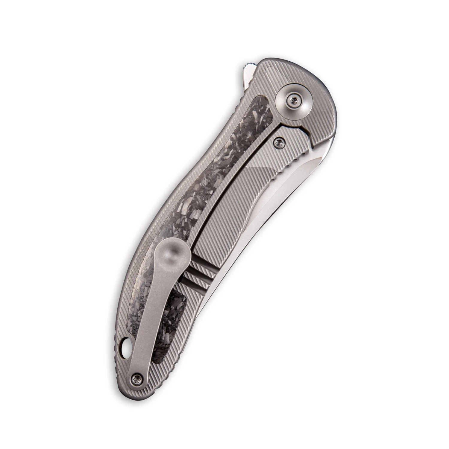 WEKNIFE Synergy2 Flipper Knife Titanium Handle With Carbon Fiber Inlay (3.49" M390 Blade) 912CF-B 5 WEKNIFE Synergy2 Flipper Knife Titanium Handle With Carbon Fiber Inlay (3.49" M390 Blade) 912CF-B - Image 3