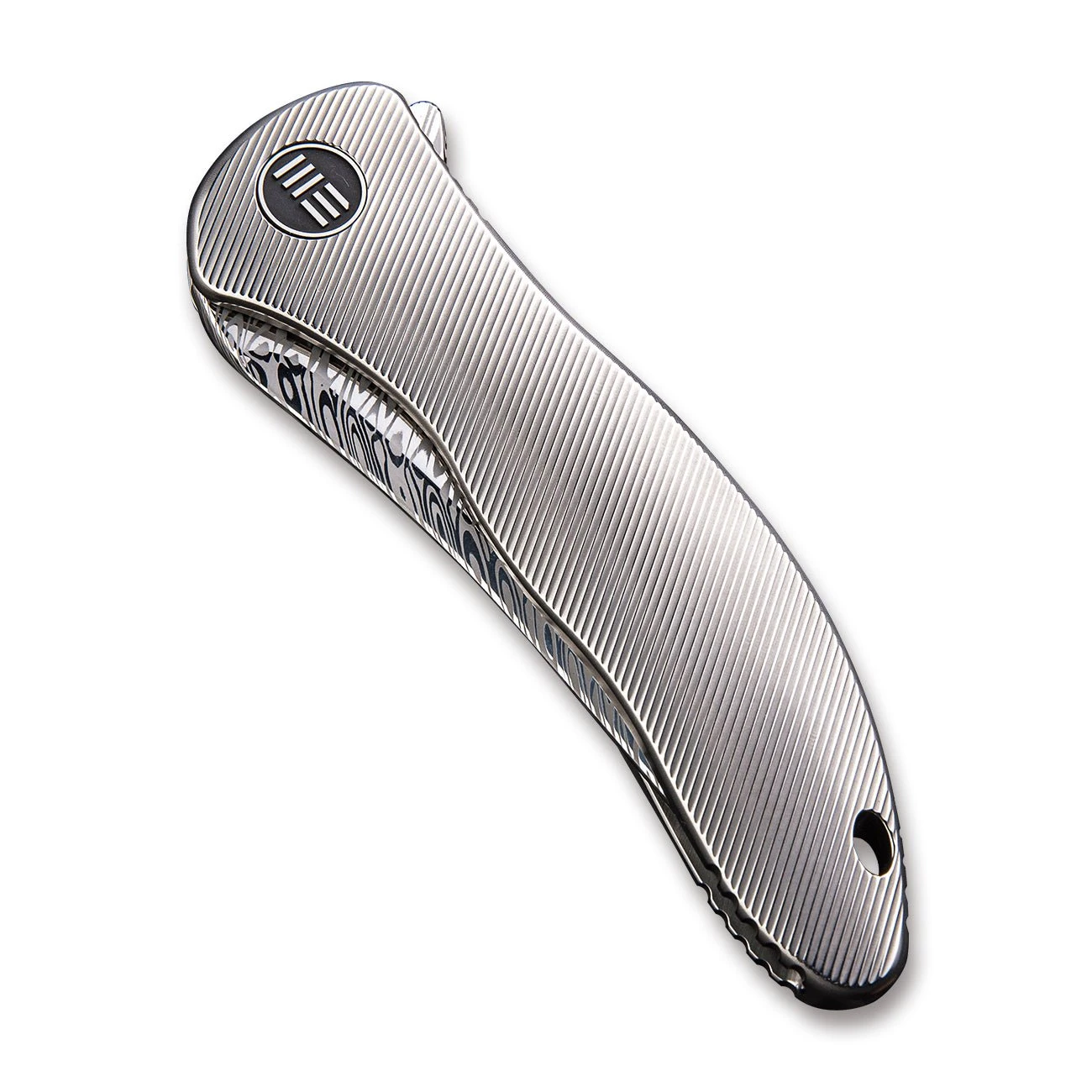 WEKNIFE Synergy2 Flipper Knife Titanium Integral Handle (3.49" Hakkapella Damasteel Blade) 912DS-2 7 WEKNIFE Synergy2 Flipper Knife Titanium Integral Handle (3.49" Hakkapella Damasteel Blade) 912DS-2 - Image 5