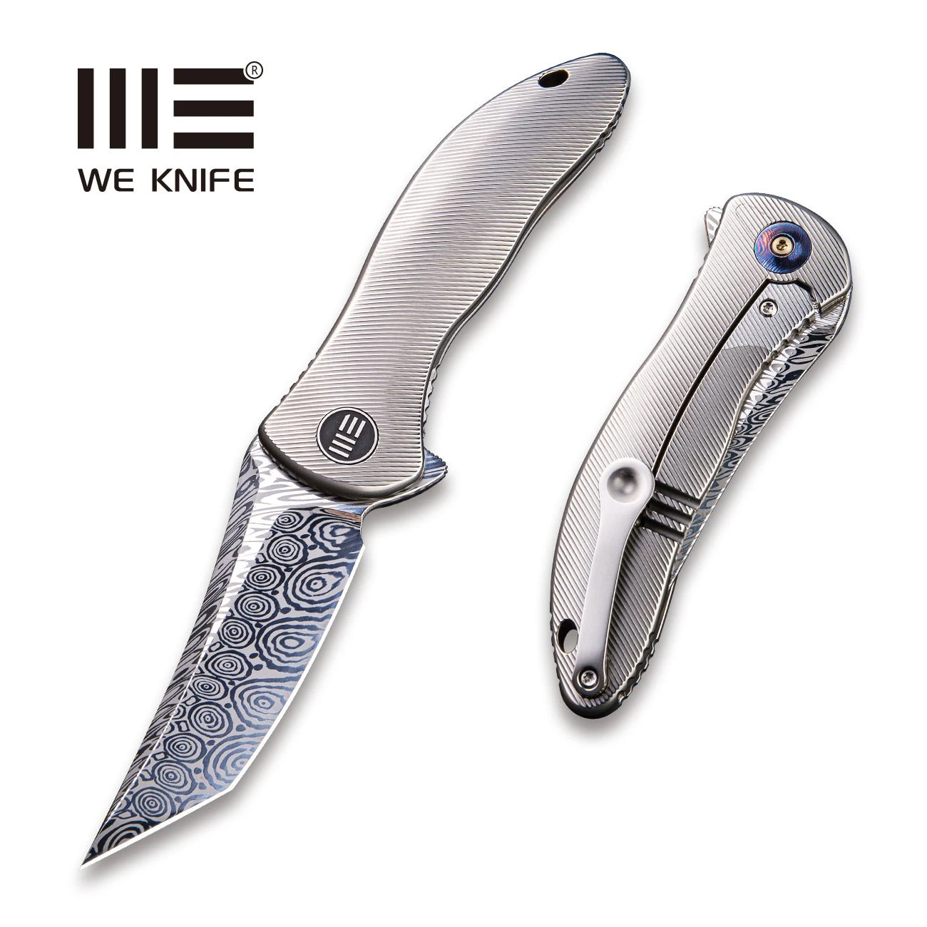 WEKNIFE Synergy2 Flipper Knife Titanium Integral Handle (3.49" Hakkapella Damasteel Blade) 912DS-2 3 WEKNIFE Synergy2 Flipper Knife Titanium Integral Handle (3.49" Hakkapella Damasteel Blade) 912DS-2